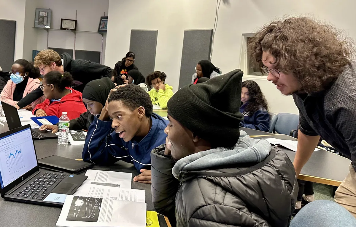High-school students working on laptops during the Introductory Astronomy Workshop